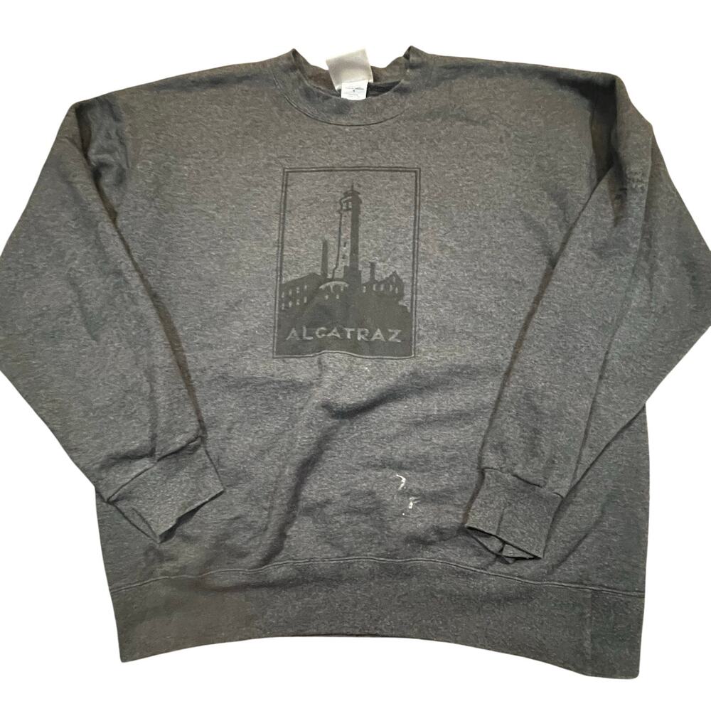 Vintage Alcatraz Sweatshirt Mens L Gray Graphic Crewneck Prison Island Tourist
